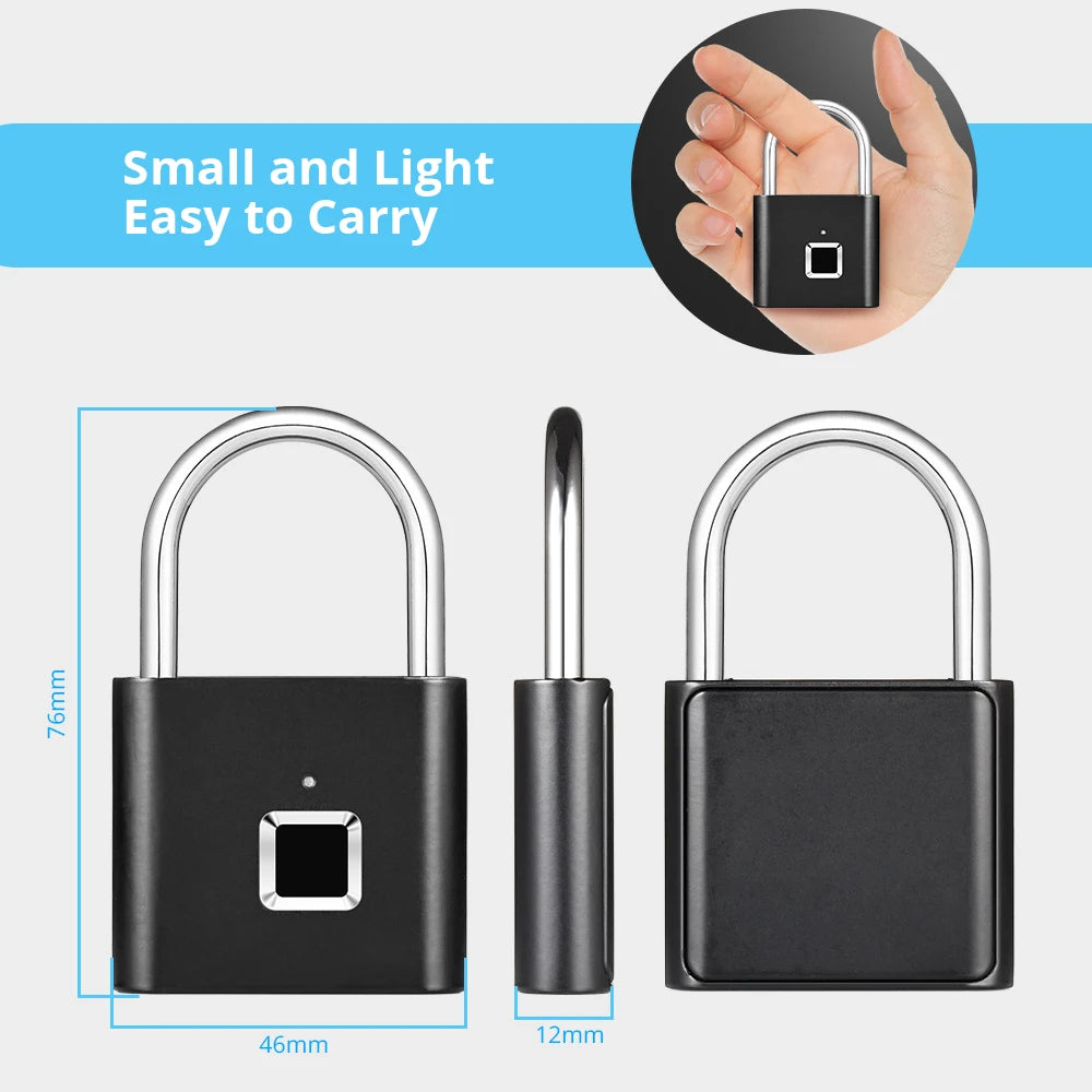 Smart Fingerprint Padlock | Waterproof Keyless Door Lock with USB-C Rechargeable - Home Pulse