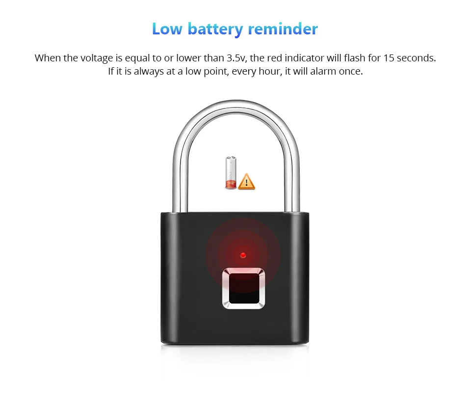 Smart Fingerprint Padlock | Waterproof Keyless Door Lock with USB-C Rechargeable - Home Pulse