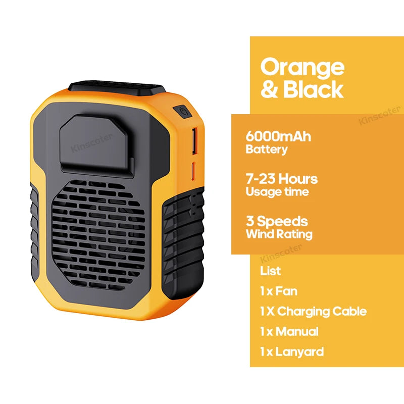 6000mAh Neck & Waist Fan | USB Portable Rechargeable | 3 Speeds - Home Pulse
