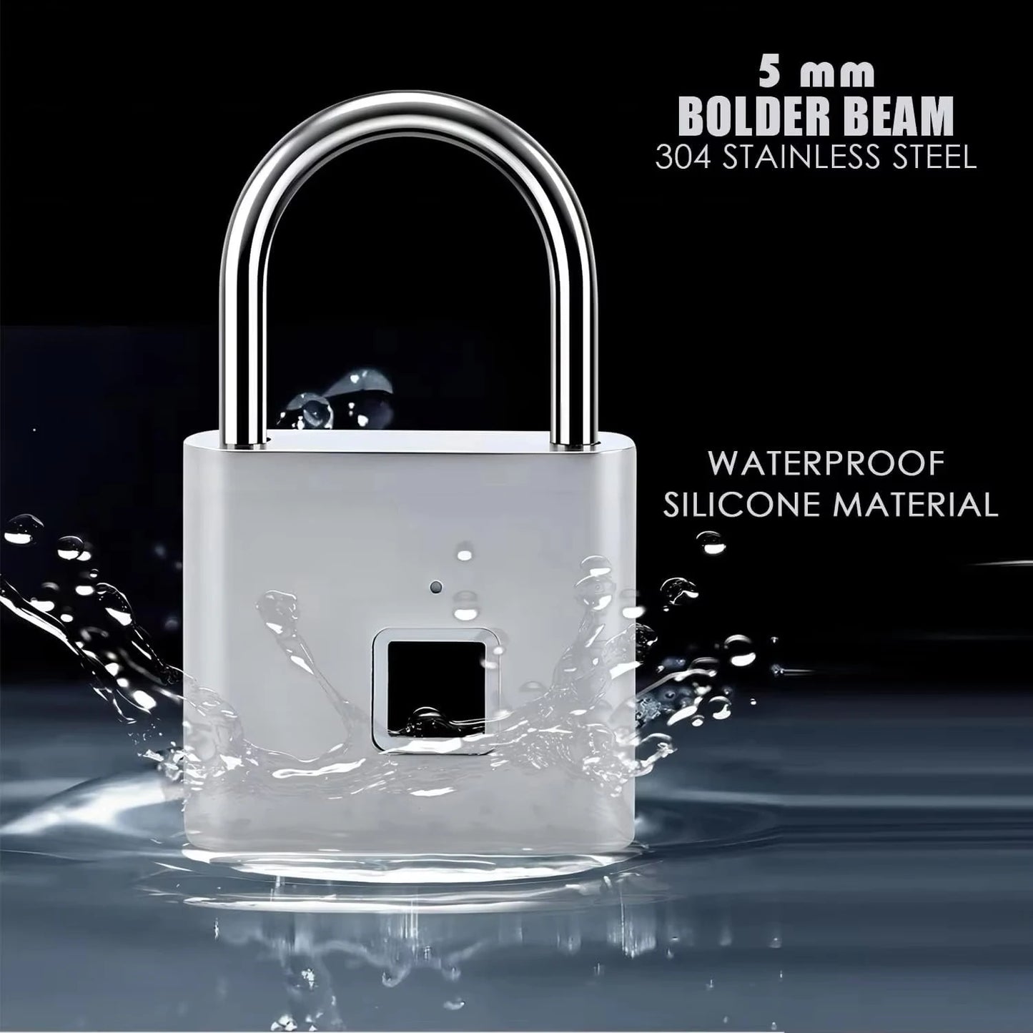 Smart Fingerprint Padlock | Waterproof Outdoor Lock with Rechargeable Battery - Home Pulse