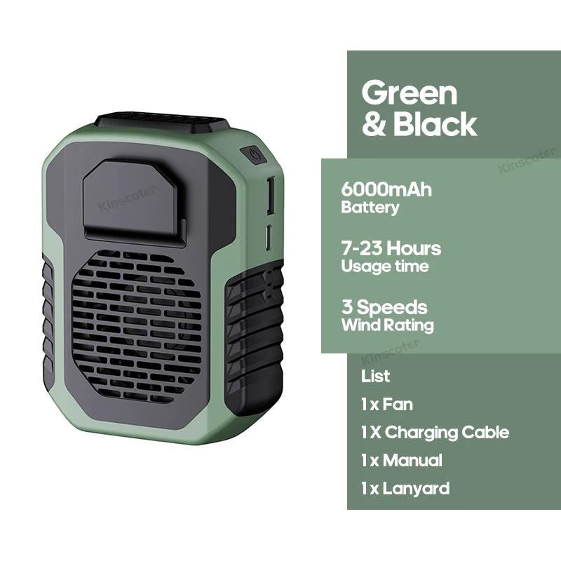 6000mAh Neck & Waist Fan | USB Portable Rechargeable | 3 Speeds - Home Pulse