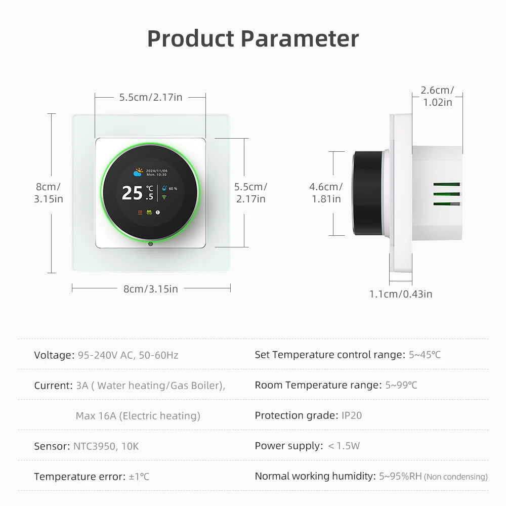 Tuya WiFi Smart Thermostat Knob | Temperature Controller for Boiler & Heating - Home Pulse