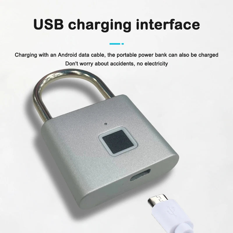 Smart Fingerprint Padlock | Waterproof Outdoor Lock with Rechargeable Battery - Home Pulse