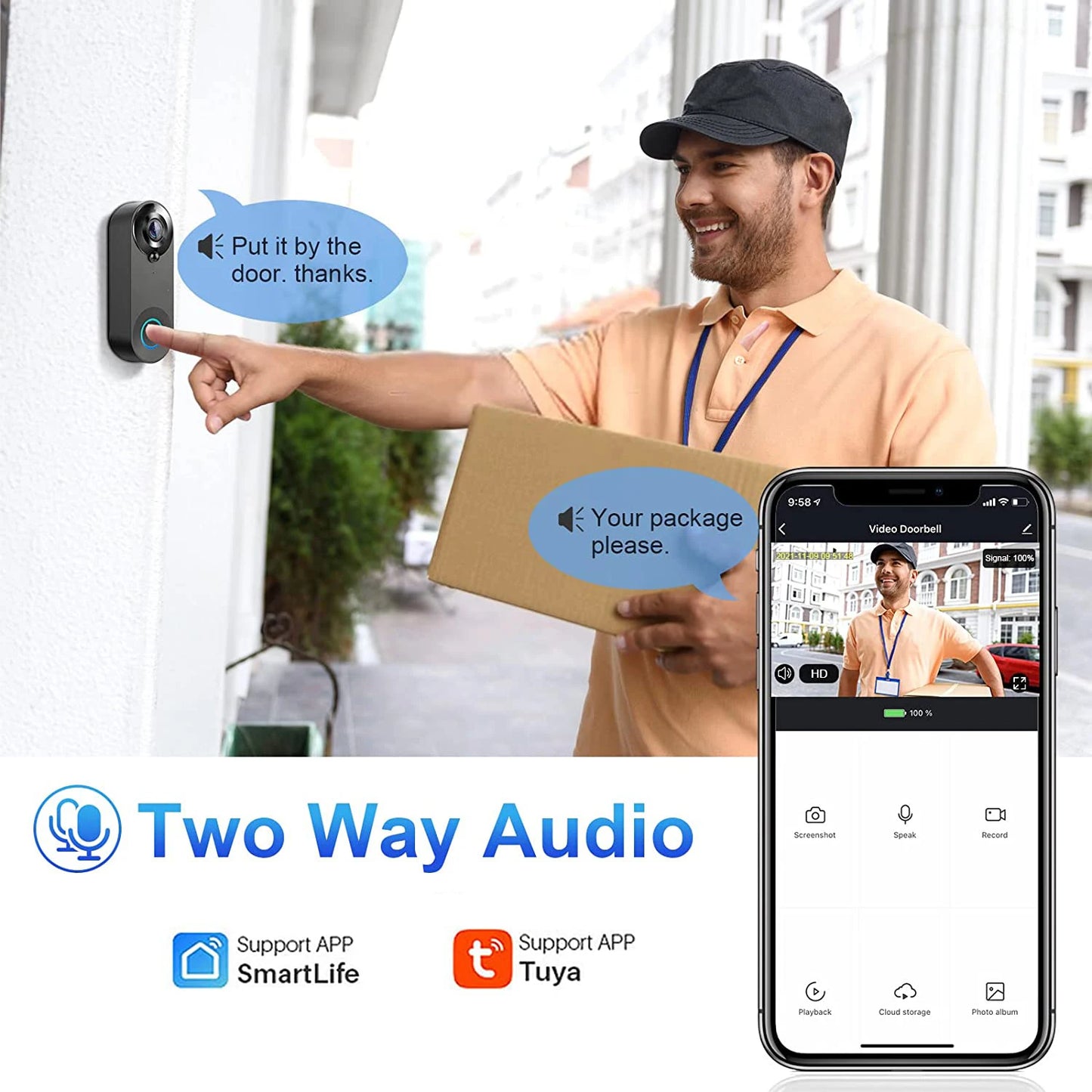 Wireless Video Doorbell 1080P | WiFi Smart Camera | Tuya & Night Vision - Home Pulse