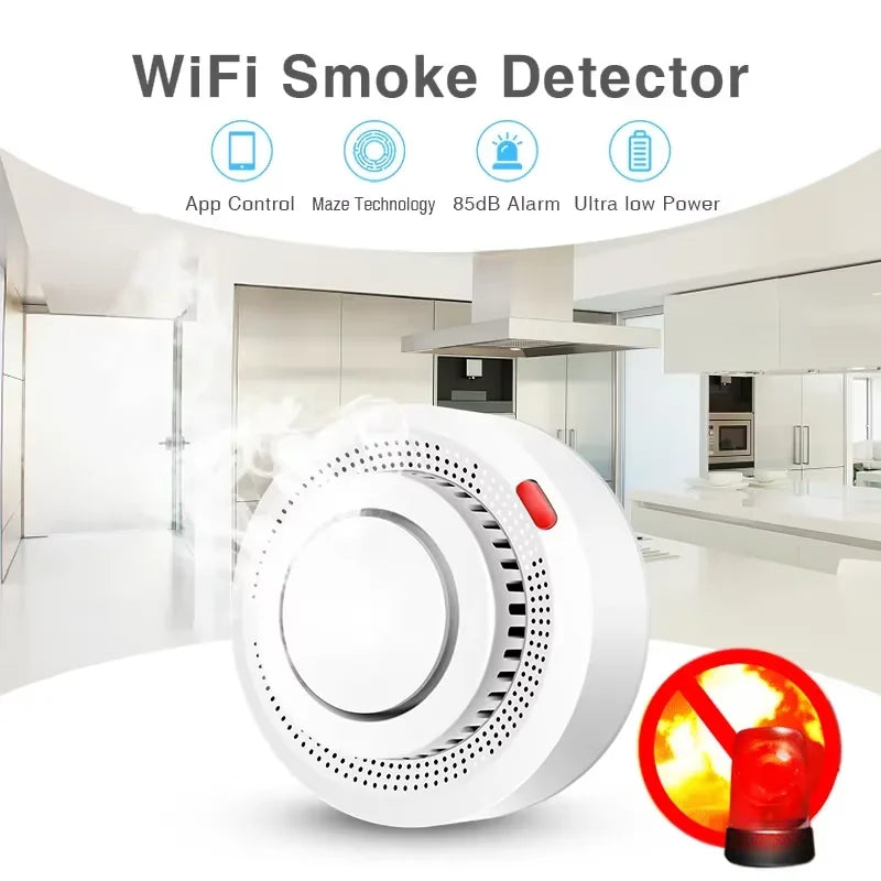 Tuya Smart WiFi Smoke Detector | Fire Protection Alarm with Smart Life App - Home Pulse