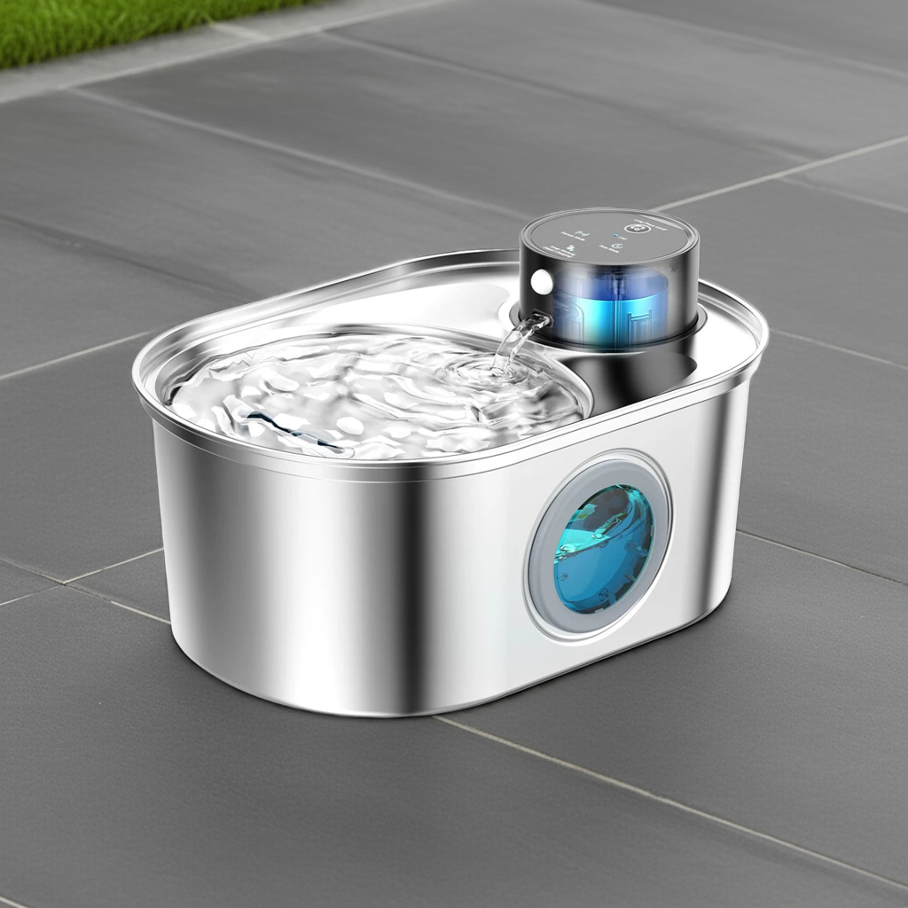 108Oz / 3.2L Stainless Steel Wireless Cat & Dog Water Fountain – Rechargeable Automatic Pet Drinker with Motion Sensor Bowl
