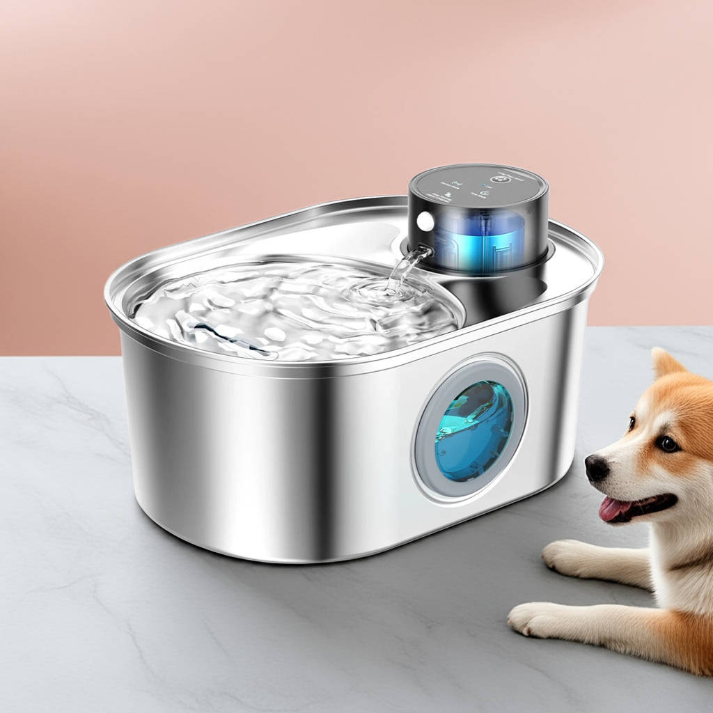 108Oz / 3.2L Stainless Steel Wireless Cat & Dog Water Fountain – Rechargeable Automatic Pet Drinker with Motion Sensor Bowl