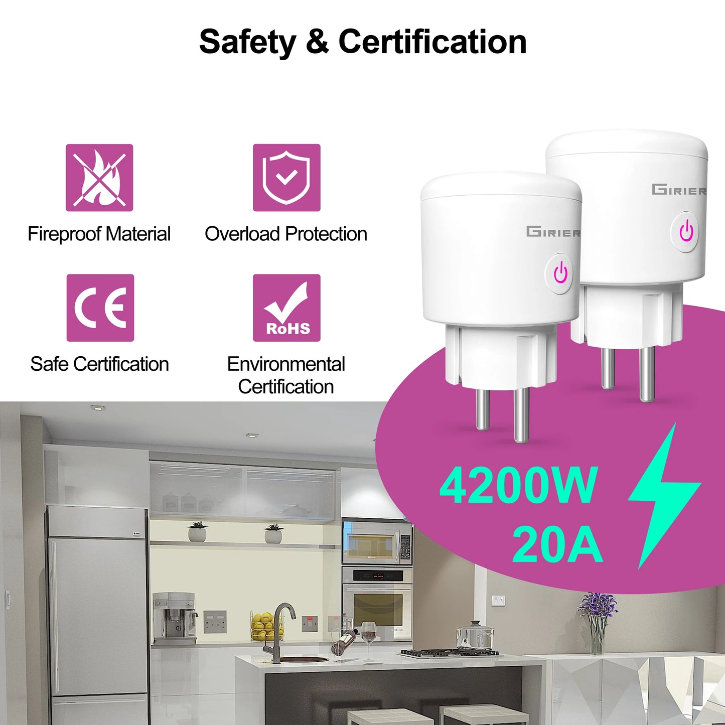 Smart WiFi Plug EU 20A | Power Monitoring | Alexa & Google Home - Home Pulse