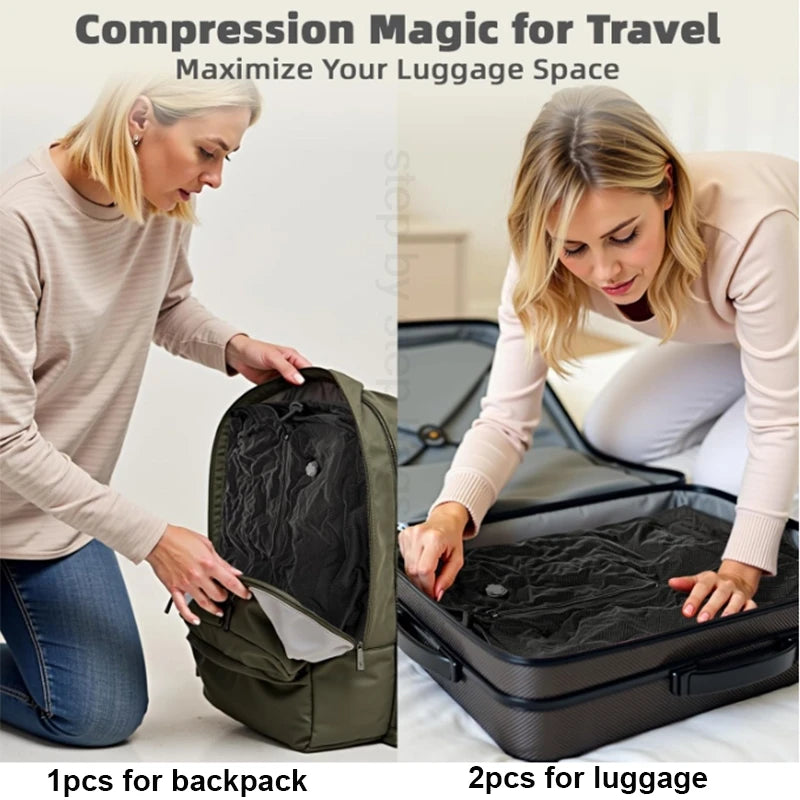 17L–34L Travel Vacuum Bag with Air Pump – Reusable Compression Storage Bag for Suitcases, Backpacks & Luggage – Space Saver Organizer