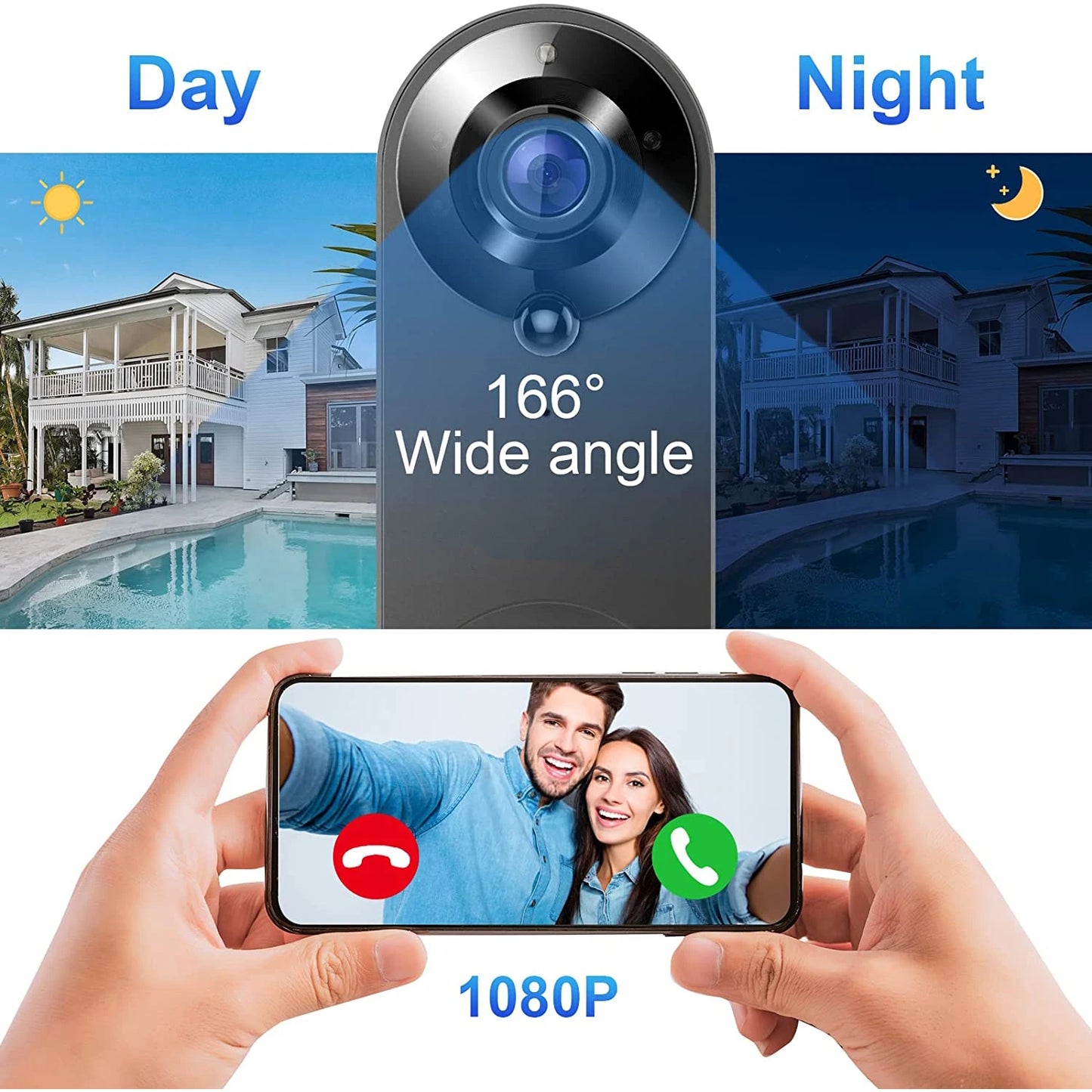 Wireless Video Doorbell 1080P | WiFi Smart Camera | Tuya & Night Vision - Home Pulse