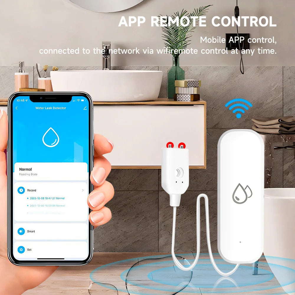 Tuya WiFi/Zigbee Water Leak Sensor | Smart Flood Detector with App Control - Home Pulse