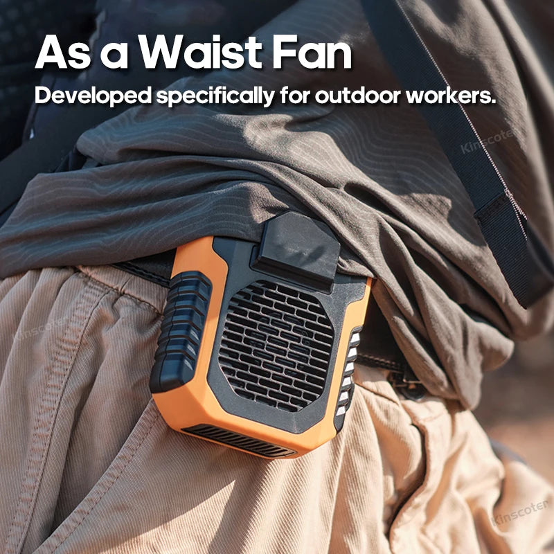 6000mAh Hanging Neck & Waist Fan – USB Mini Portable Rechargeable Fan with Power Bank Function – 3 Speeds – Outdoor Camping, Hiking, Running, Sports