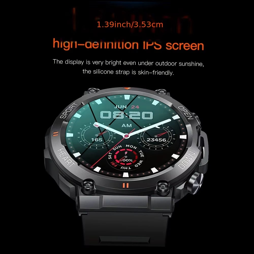 K56Pro Smart Watch for Men – 1.39" HD IPS Screen, Heart Rate & Blood Monitoring, Bluetooth Calling & Music, 400mAh Battery, Sport & Fitness Tracker