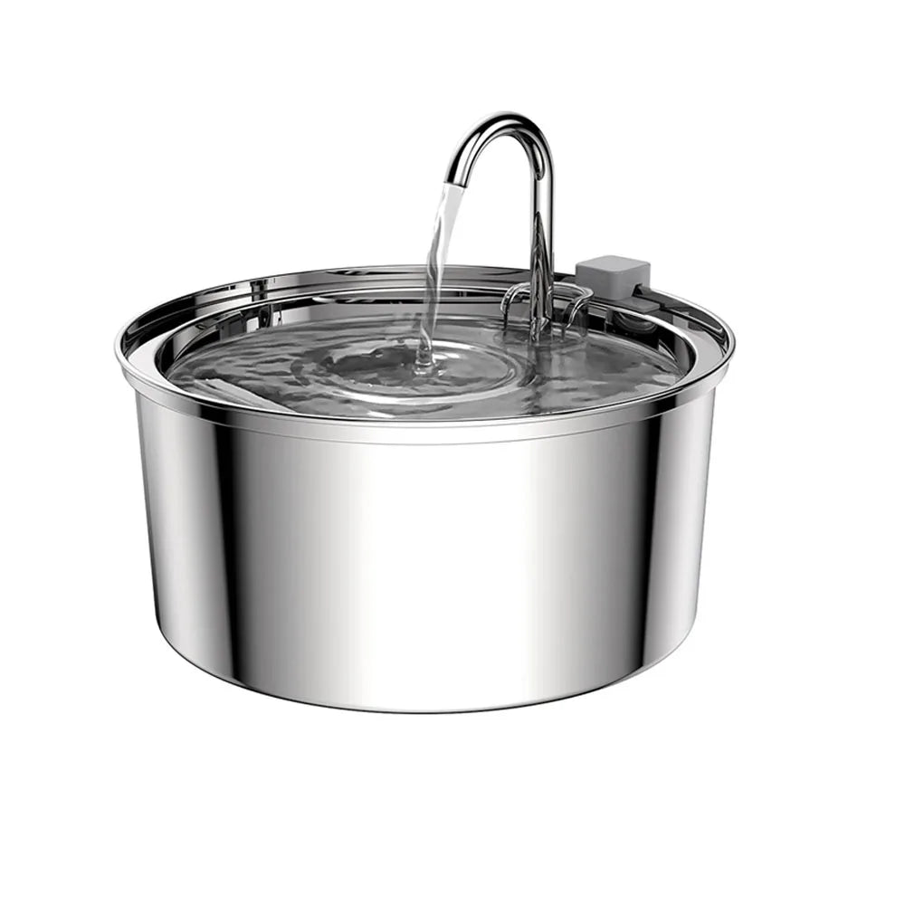 Stainless Steel Pet Water Fountain – Automatic USB Electric Silent Drinking Bowl with Filter System, 3L / 108Oz Capacity for Cats & Dogs