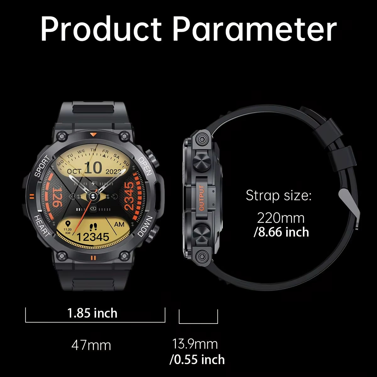 K56Pro Smart Watch for Men – 1.39" HD IPS Screen, Heart Rate & Blood Monitoring, Bluetooth Calling & Music, 400mAh Battery, Sport & Fitness Tracker