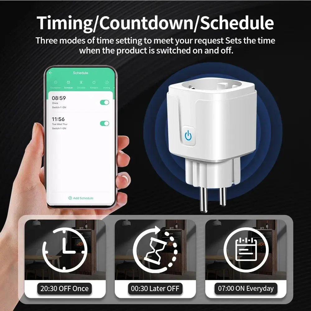Smart WiFi Plug EU 16A/20A | Smart Socket with Power Monitoring Works with Alexa & Google - Home Pulse