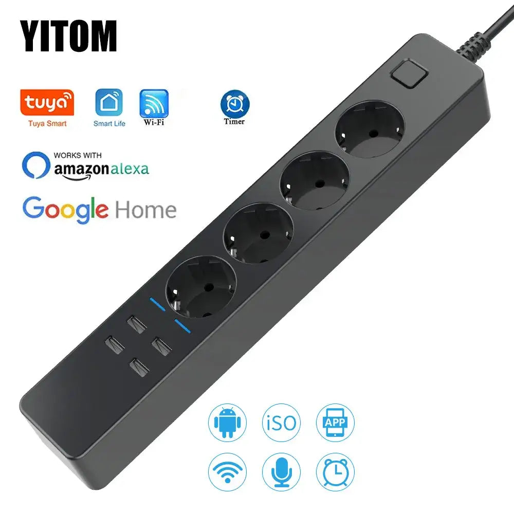 Smart WiFi Power Strip | 4 EU Outlets & 4 USB Ports - Home Pulse