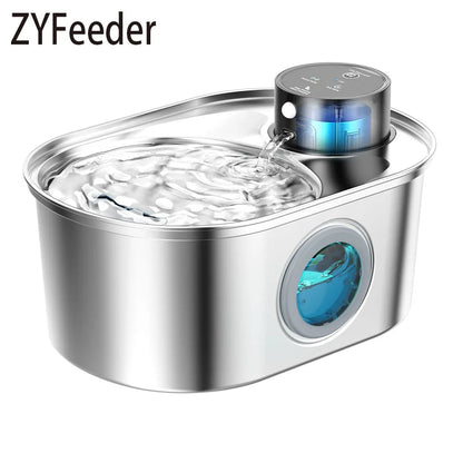 Stainless Steel Pet Water Fountain 3.2L/108oz | Wireless Automatic Drinker with Motion Sensor - Home Pulse