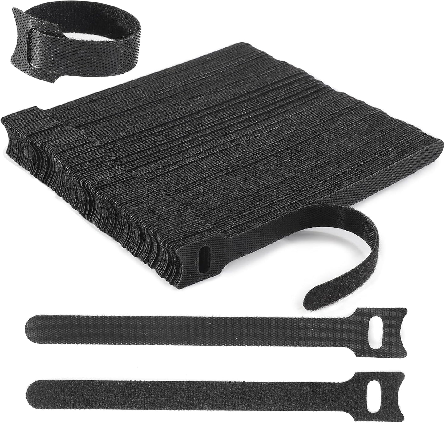126 PCS 6 Inches Reusable Cable Ties, Adjustable Cord Straps, Wire Organizer, Cord Wrap and Hook Loop Cable Management - Black