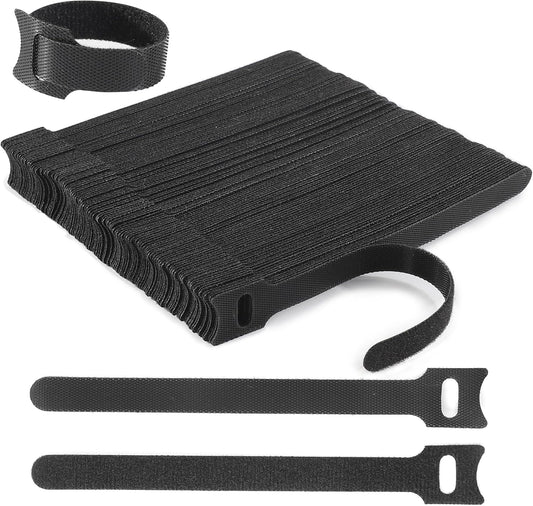 126 PCS 6 Inches Reusable Cable Ties, Adjustable Cord Straps, Wire Organizer, Cord Wrap and Hook Loop Cable Management - Black