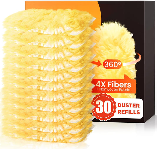 30-Pack Heavy Duty Duster Refills for Swiffer – Multisurface 360° Microfiber Disposable Dusters for Home, Blinds, Fans & Corners
