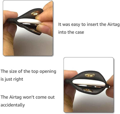 Keyring Holder for AirTag [4-Pack] | Hidden PU Leather Protective Sleeve | Carabiner & Soft Strap | Compatible with Apple AirTag GPS Tracker (2021–2023)