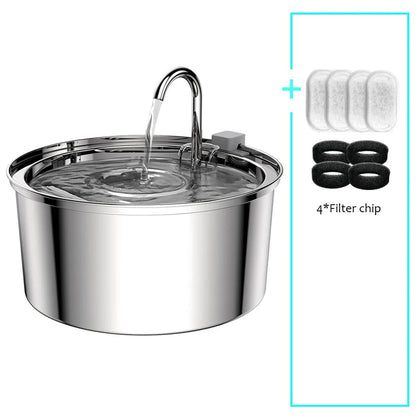 Stainless Steel Pet Water Fountain – Automatic USB Electric Silent Drinking Bowl with Filter System, 3L / 108Oz Capacity for Cats & Dogs