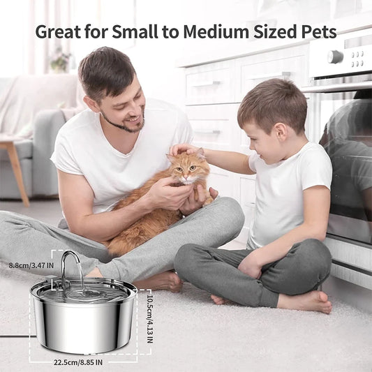 Stainless Steel Pet Water Fountain 3L | Automatic Silent Bowl - Home Pulse