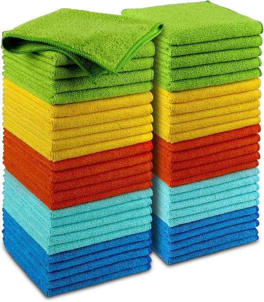 AIDEA Microfiber Cleaning Cloths – 50-Pack 12×12" Premium Towels for Cars, Home, Kitchen, Windows & Dusting