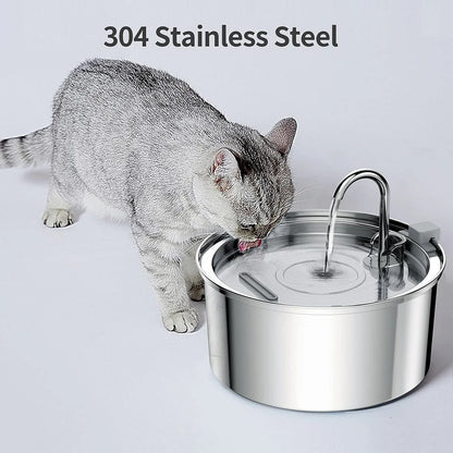 Stainless Steel Pet Water Fountain – Automatic USB Electric Silent Drinking Bowl with Filter System, 3L / 108Oz Capacity for Cats & Dogs