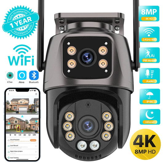 4K 8MP WiFi Outdoor Camera | Dual Lens AI CCTV - Home Pulse