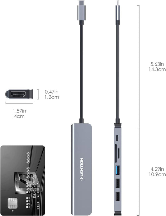 LENTION USB-C Hub 7-in-1 | 100W PD, 4K HDMI, Card Reader & USB Ports - Home Pulse