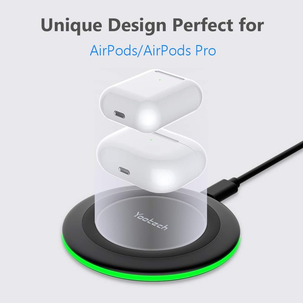 Yootech [2 Pack] Wireless Charging Pad, 10W Max Fast Wireless Charger Compatible with iPhone 16/16 Plus/16 Pro Max/15/14/13/12/11/X/8/SE 2022, Samsung Galaxy S23/S22/S21, AirPods Pro/3/2 (No AC Adapter)