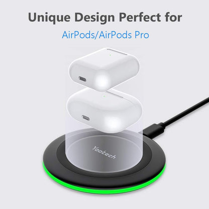Yootech [2 Pack] Wireless Charging Pad, 10W Max Fast Wireless Charger Compatible with iPhone 16/16 Plus/16 Pro Max/15/14/13/12/11/X/8/SE 2022, Samsung Galaxy S23/S22/S21, AirPods Pro/3/2 (No AC Adapter)