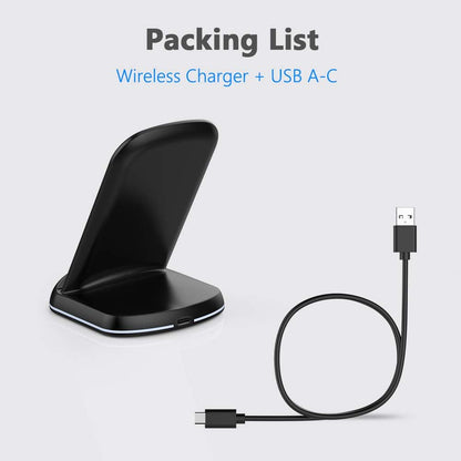 Yootech 10W Max Wireless Charger Stand – Qi-Certified Fast Charging Dock, Dual-Coil Vertical & Horizontal Charging for iPhone 16/15/14/13/12/SE, Samsung Galaxy S22/S21/S20/S10, Pixel & Qi-Enabled Devices (No AC Adapter)