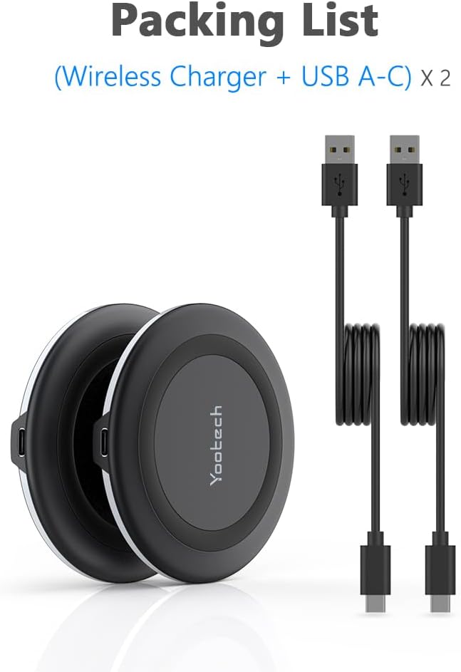 Yootech [2 Pack] Wireless Charging Pad, 10W Max Fast Wireless Charger Compatible with iPhone 16/16 Plus/16 Pro Max/15/14/13/12/11/X/8/SE 2022, Samsung Galaxy S23/S22/S21, AirPods Pro/3/2 (No AC Adapter)