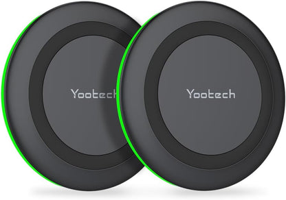 Yootech [2 Pack] Wireless Charging Pad, 10W Max Fast Wireless Charger Compatible with iPhone 16/16 Plus/16 Pro Max/15/14/13/12/11/X/8/SE 2022, Samsung Galaxy S23/S22/S21, AirPods Pro/3/2 (No AC Adapter)
