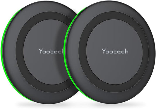 Yootech [2 Pack] Wireless Charging Pad, 10W Max Fast Wireless Charger Compatible with iPhone 16/16 Plus/16 Pro Max/15/14/13/12/11/X/8/SE 2022, Samsung Galaxy S23/S22/S21, AirPods Pro/3/2 (No AC Adapter)