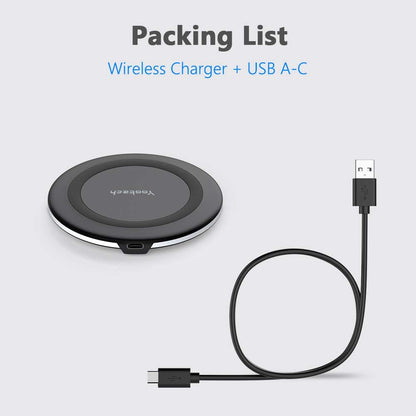 Yootech 10W Max Wireless Charging Pad – Slim Qi-Certified Fast Charger for iPhone 16/15/14/13/12/SE, Samsung Galaxy S22/S21/S20, Google Pixel & AirPods Pro 2 (No AC Adapter)