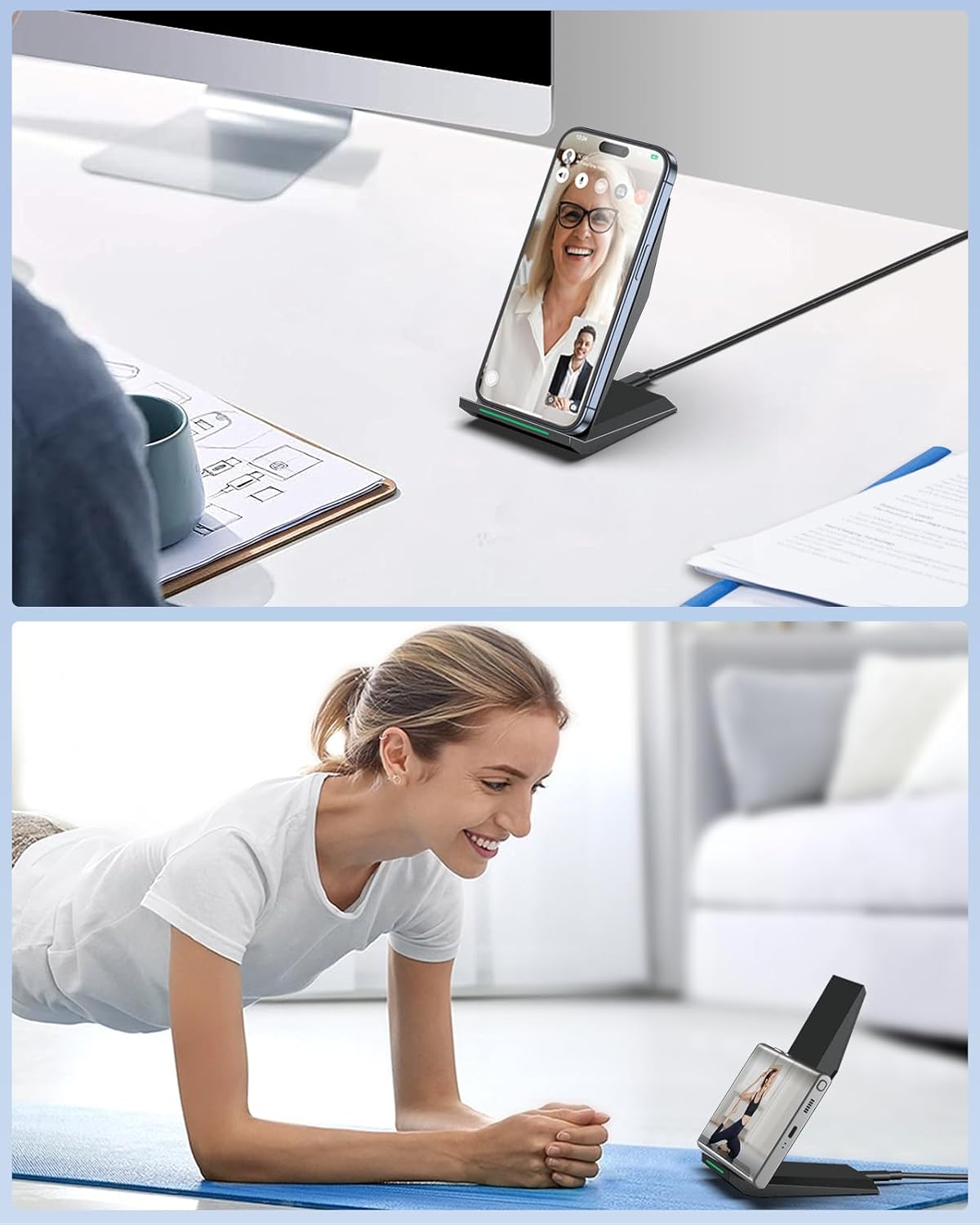 Fast Wireless Charger 2-Pack – NANAMI Qi-Certified Stands, 15W/10W/7.5W, Compatible with iPhone 16–12, Samsung Galaxy S25–S21 & All Qi Devices