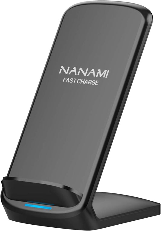NANAMI Upgraded Fast Wireless Charger – Qi-Certified Charging Stand, 15W/10W/7.5W Compatible with Samsung Galaxy S25/S24/S23/S22/S21, iPhone 16/15/14/13/12 Series & All Qi-Enabled Devices