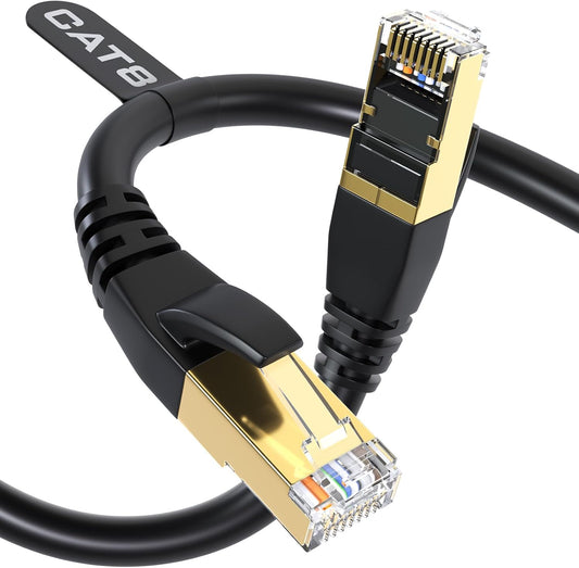 DbillionDa Cat8 Ethernet Cable 6FT – Heavy Duty Outdoor & Indoor, 40Gbps, 2000MHz, 26AWG, Gold-Plated RJ45, Weatherproof & UV Resistant