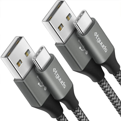 etguuds USB-A to USB-C Cable 2-Pack 6.6ft | 3A Fast Charging Nylon - Home Pulse