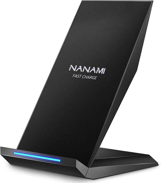 NANAMI Fast Wireless Charger – 15W Qi-Certified Wireless Charging Stand, Dual-Coil Vertical & Horizontal Charging for iPhone 16/15/14/13/12, Samsung Galaxy S25/S24/S23/S22/S21, and All Qi-Enabled Devices