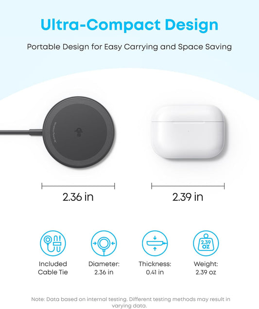 Anker Zolo Wireless Charger | 15W Qi2 MagSafe Pad | iPhone & AirPods Black - Home Pulse