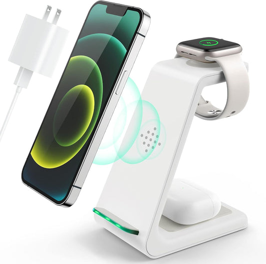 3-in-1 Wireless Charging Station (2025 Upgrade) – Fast Charger Dock for iPhone, Apple Watch & AirPods