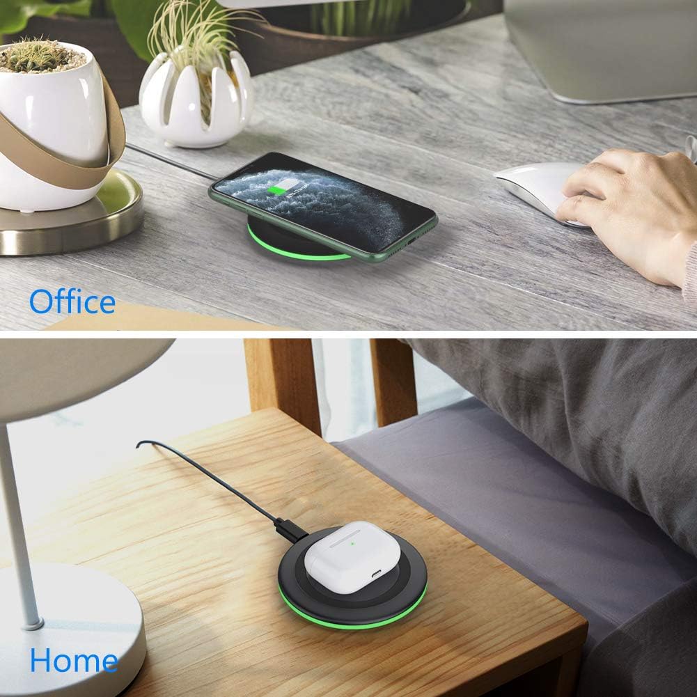 Yootech [2 Pack] Wireless Charging Pad, 10W Max Fast Wireless Charger Compatible with iPhone 16/16 Plus/16 Pro Max/15/14/13/12/11/X/8/SE 2022, Samsung Galaxy S23/S22/S21, AirPods Pro/3/2 (No AC Adapter)