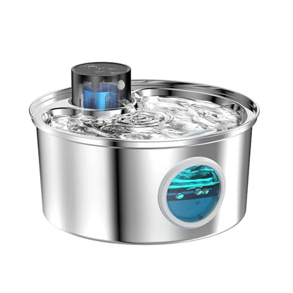 108Oz / 3.2L Stainless Steel Wireless Cat & Dog Water Fountain – Rechargeable Automatic Pet Drinker with Motion Sensor Bowl