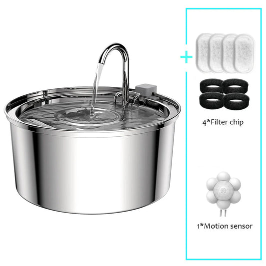 Stainless Steel Pet Water Fountain 3L | Automatic Silent Bowl - Home Pulse