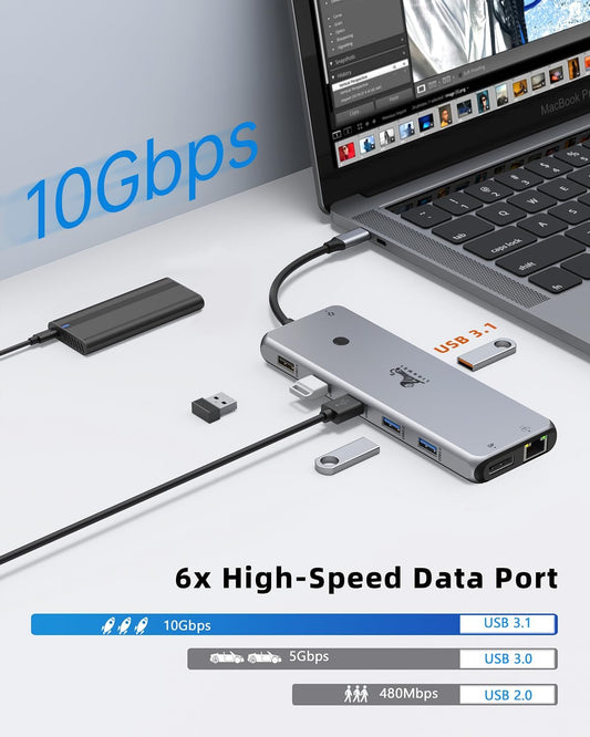 USB-C Docking Station 13-in-1 | Triple Display, Dual 4K HDMI, 100W PD - Home Pulse
